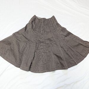 Cabi Earthtone Brown Striped Full Fit And Flare Midi Skirt Neutral Career Wear